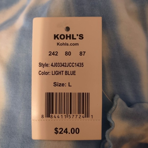 NWT Juniors Coca Cola Blue Tie Dye Long Sleeve Tee Size Large - Picture 3 of 4